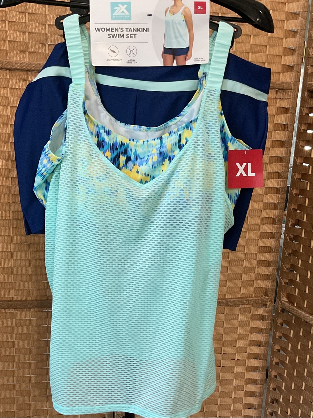 ZeroXposur Light Blue Mesh Swim Tank with Floral Top and Blue Bottom